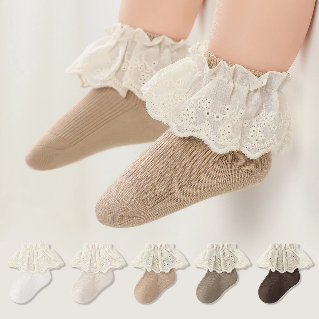 3/5 Pairs Kids Girls Socks Princess Lace Kids Socks For Girls Children Girls Socks Newborn Tube Socks For Girls