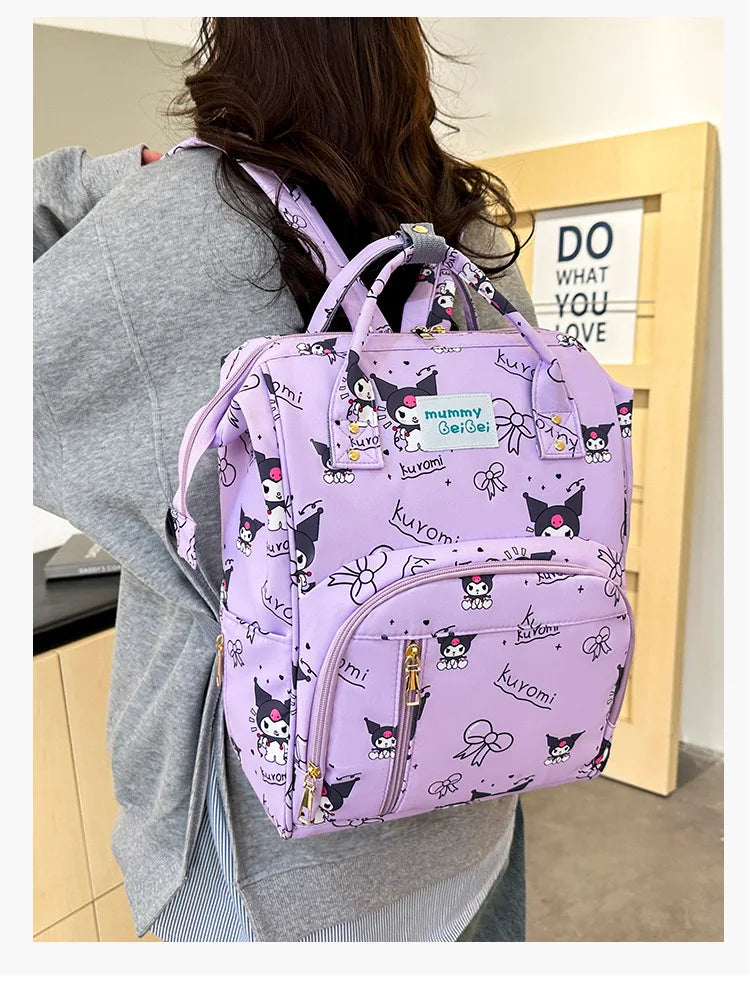 Kuromi New Diaper Bag Backpack Cartoon Cute Baby Diaper Bag Backpack Multifunctional Fashion Lightweight Baby Bag Large Capacity