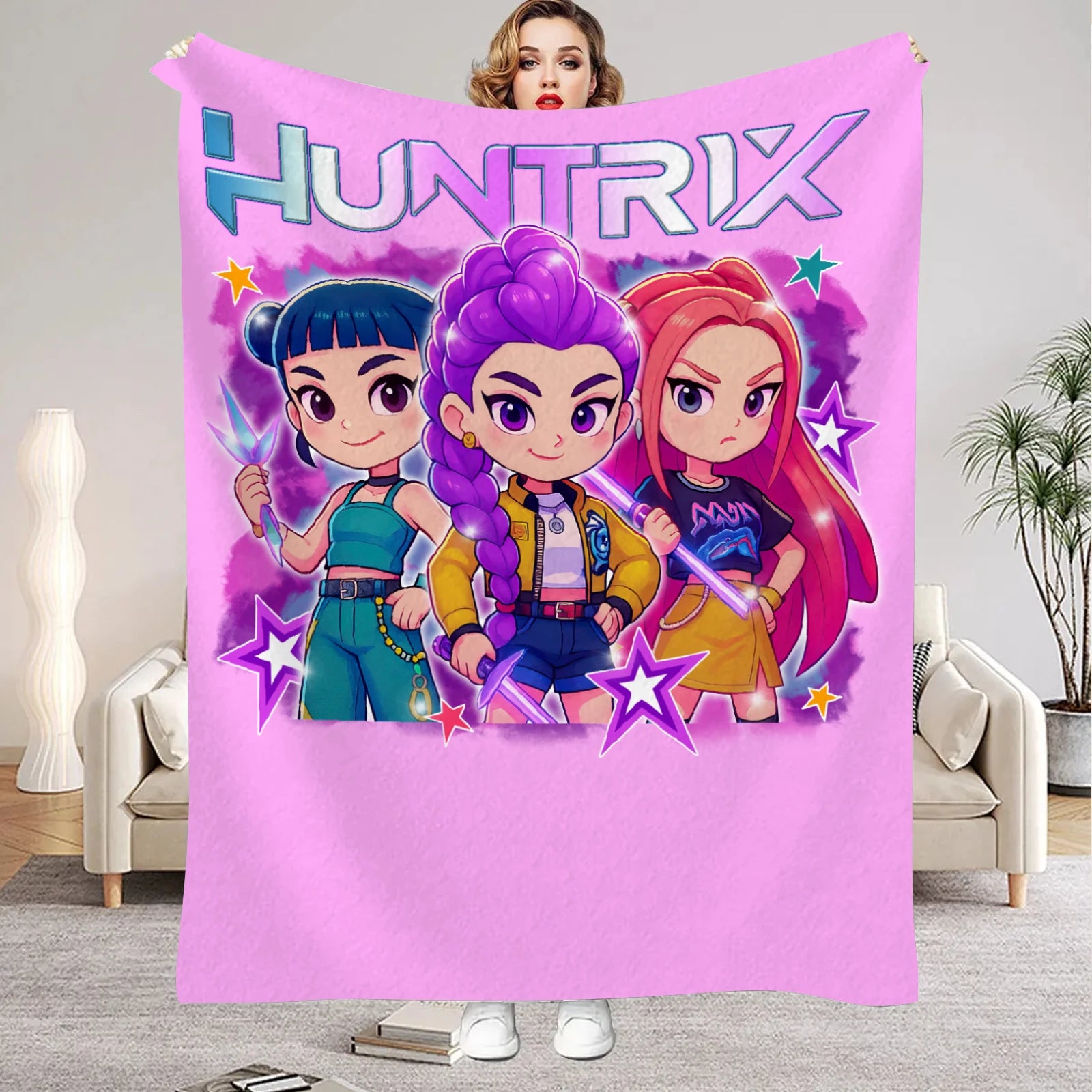 kpop Demon Hunters Huntrix Blankets Quality Soft Warm Throw Blanket Winter Kids Couch Bed Fluffy Bedspread