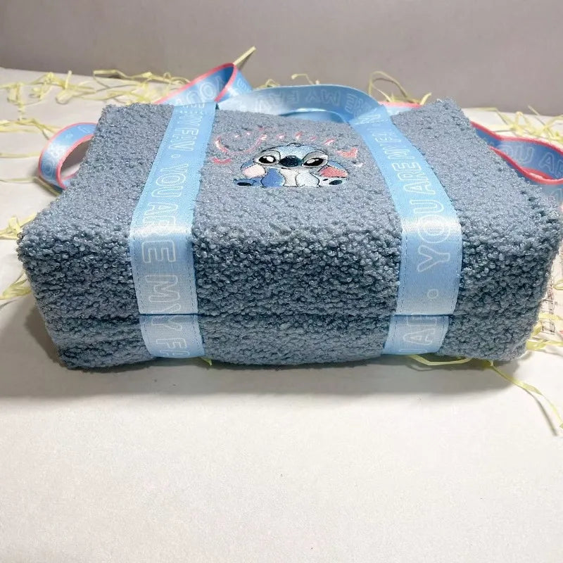 Disney Stitch New Women's Plush Shoulder Bag Cartoon Cute Women's Plush Shoulder Messenger Bag Fashion Embroidery Women's Bag