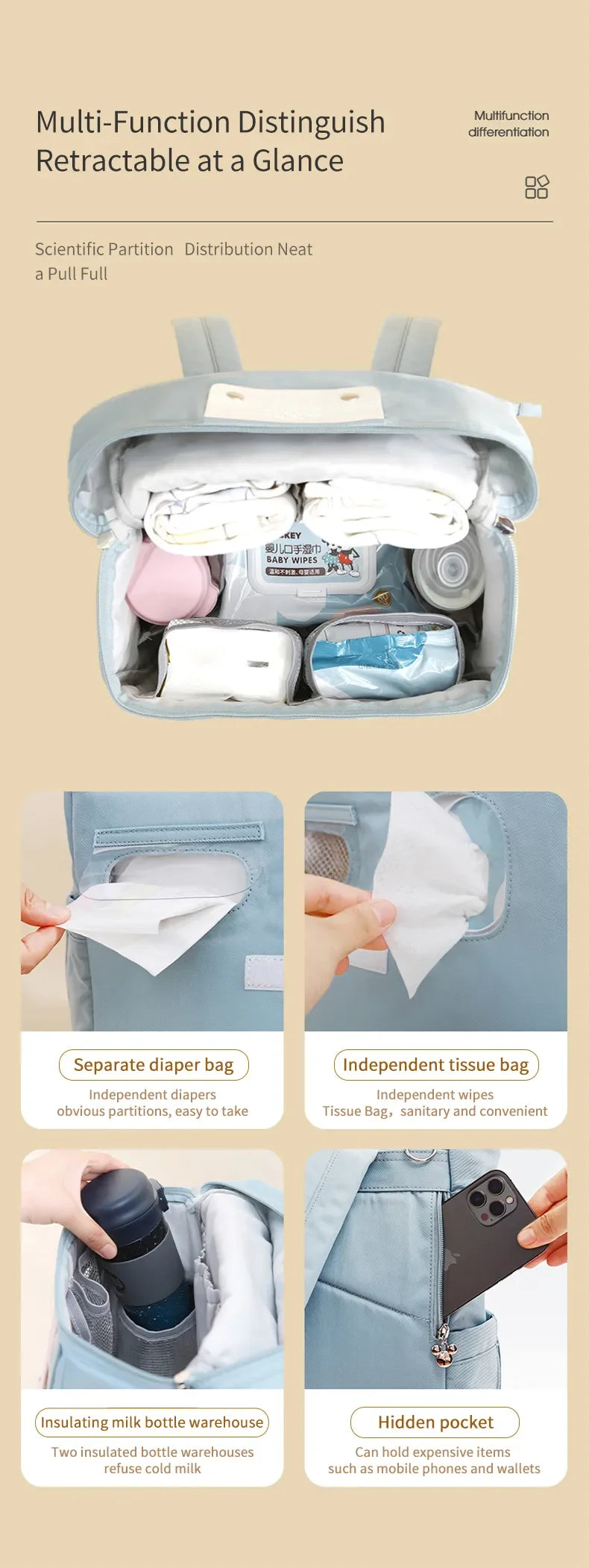 Disney Mickey New Diaper Bag Backpack Cartoon DIY Baby Diaper Bag Backpack High Quality High Capacity Baby Bag Multi Functional