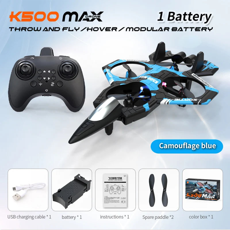 JCMO K500MAX Glider Flying Helicopter RC Hobby Jet Plane 2.4G Stunt Remote Control Foam Fighter Airplane Toy Drone With Light