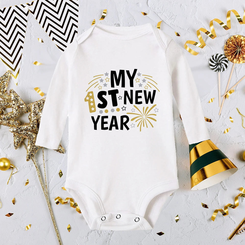 It Is My 1st New Year Baby Boy Girl Long Sleeve Romper Fashion Casual Robe Ropa Newborn Baby Bodysuit New Year Holiday Best Gift