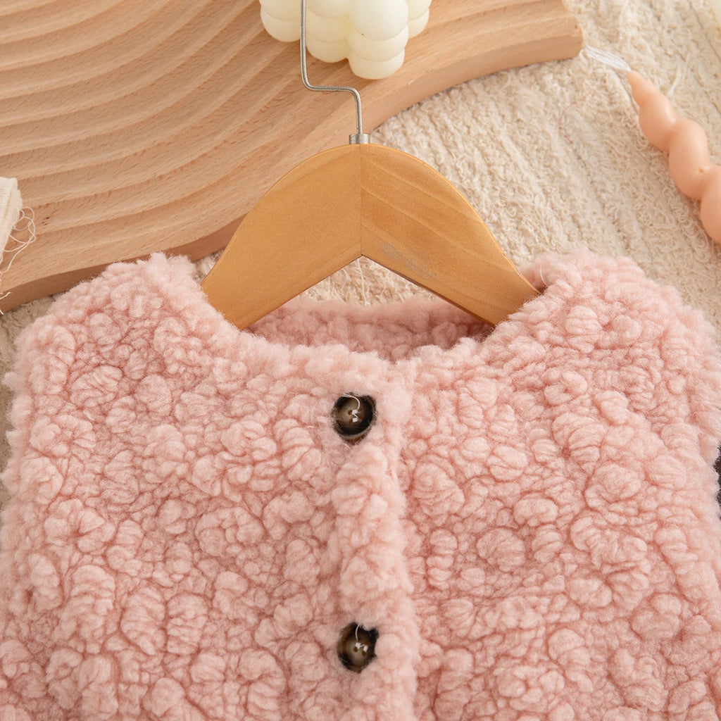 Autumn And Winter New Cute Cartoon Baby Girl Vest Coat, Thick And Warm Children'S Clothing For Babies Aged 9 Months To 4 Years
