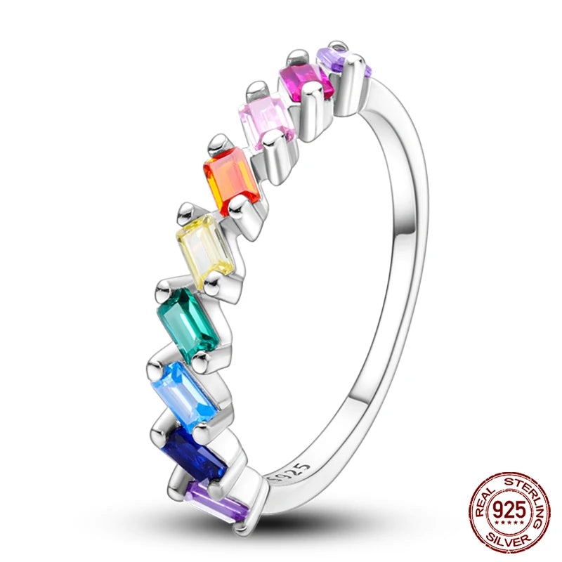New Rings For Women 100% 925 Sterling Silver Star Moon Colorful Zircon Rings Fine Wedding Engagement Birthday Jewelry Gifts
