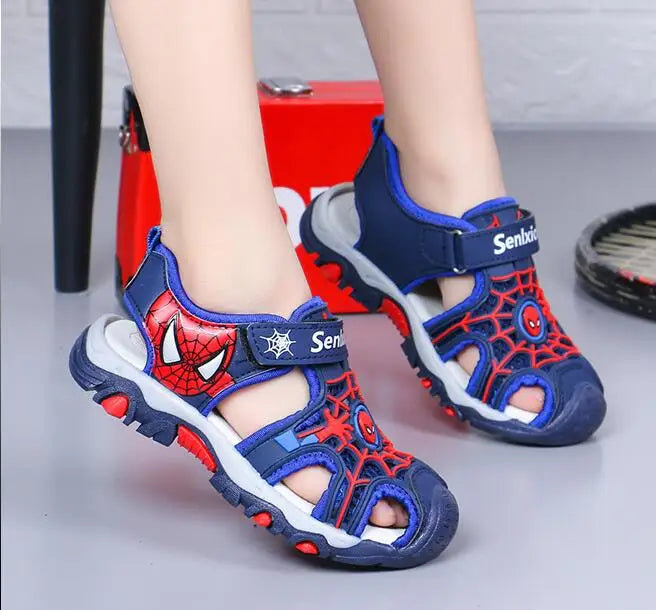 Disney Summer Cartoon Kids Sandal Toddler Boys Spiderman Sandals Orthopedic Sport Pu Leather Baby Boys Blue Red Beach Sandals