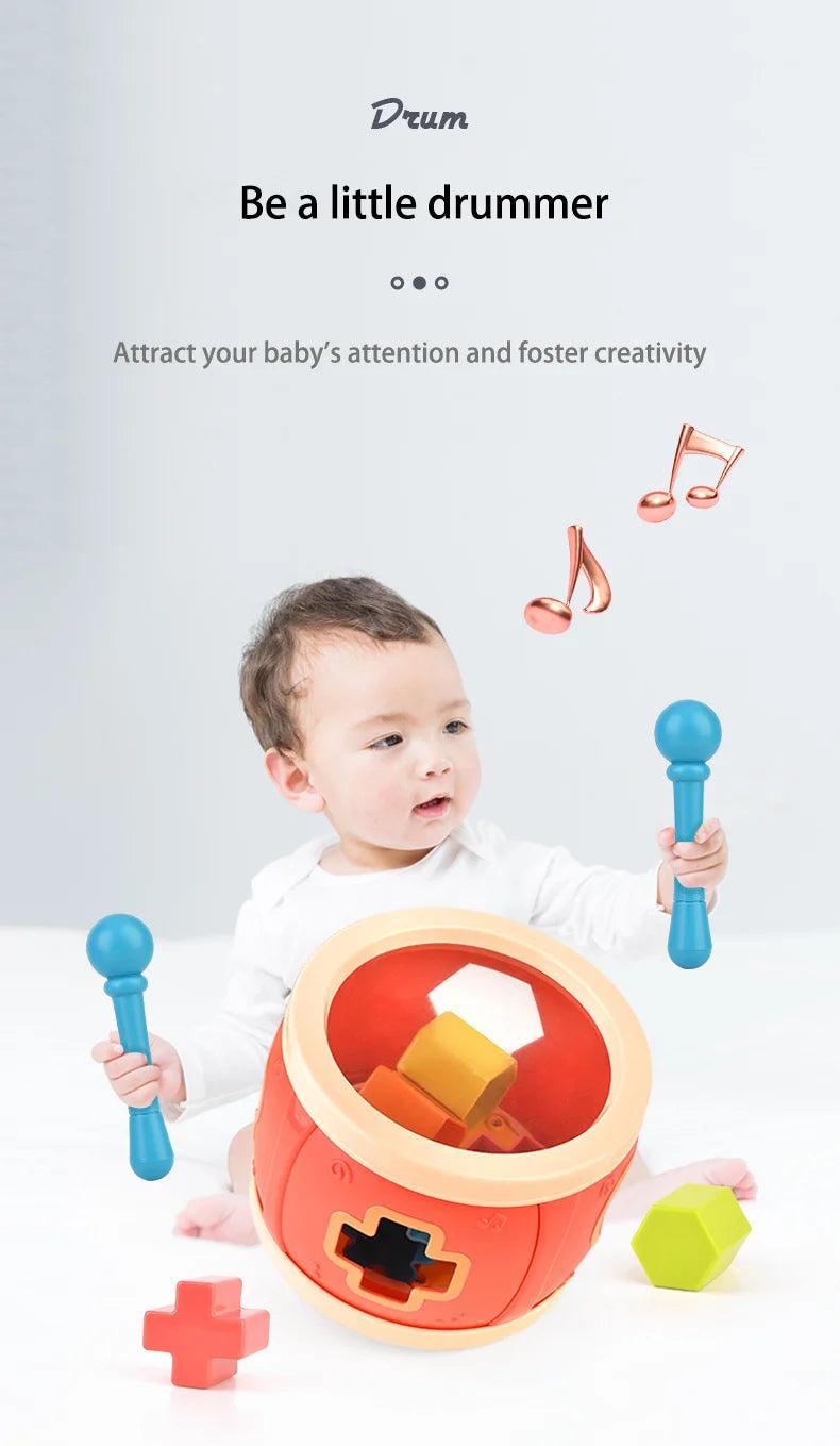 Baby Drum Colorful Rolling Drum Musical Instrument Toy For Toddlers Preschool Educational Toy Rhythm Sound Music Learning Gift