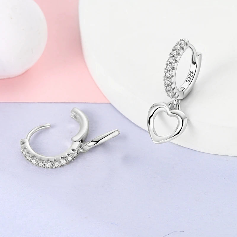 925 Sterling Silver Pave U Shape Heart Eardrop Earrings Hoop Earrings For Women Wedding Engagement For Girlfriend Birthday Gift