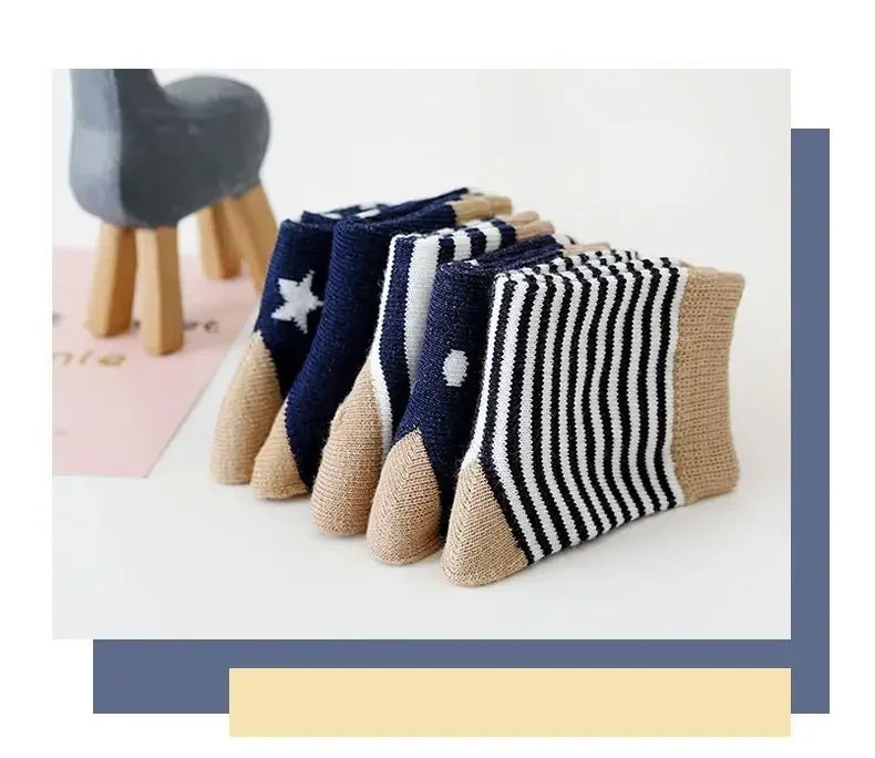 5Pairs/lot 2024 Baby Socks for Kids Girls Boy Cotton Stripe Cartoon Animals Summer Toddler Knitted socks Newborn BeBe Clothes