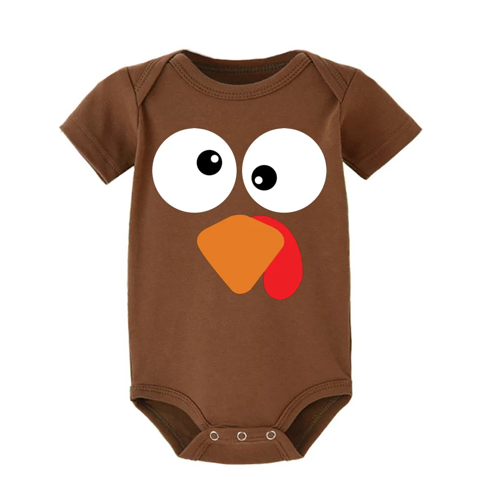 Thanksgiving Turkey Face Baby Bodysuit Boys Girls Cute Clothes Toddler Romper Baby Short Sleeve Jumpsuit Thanksgiving Outfits