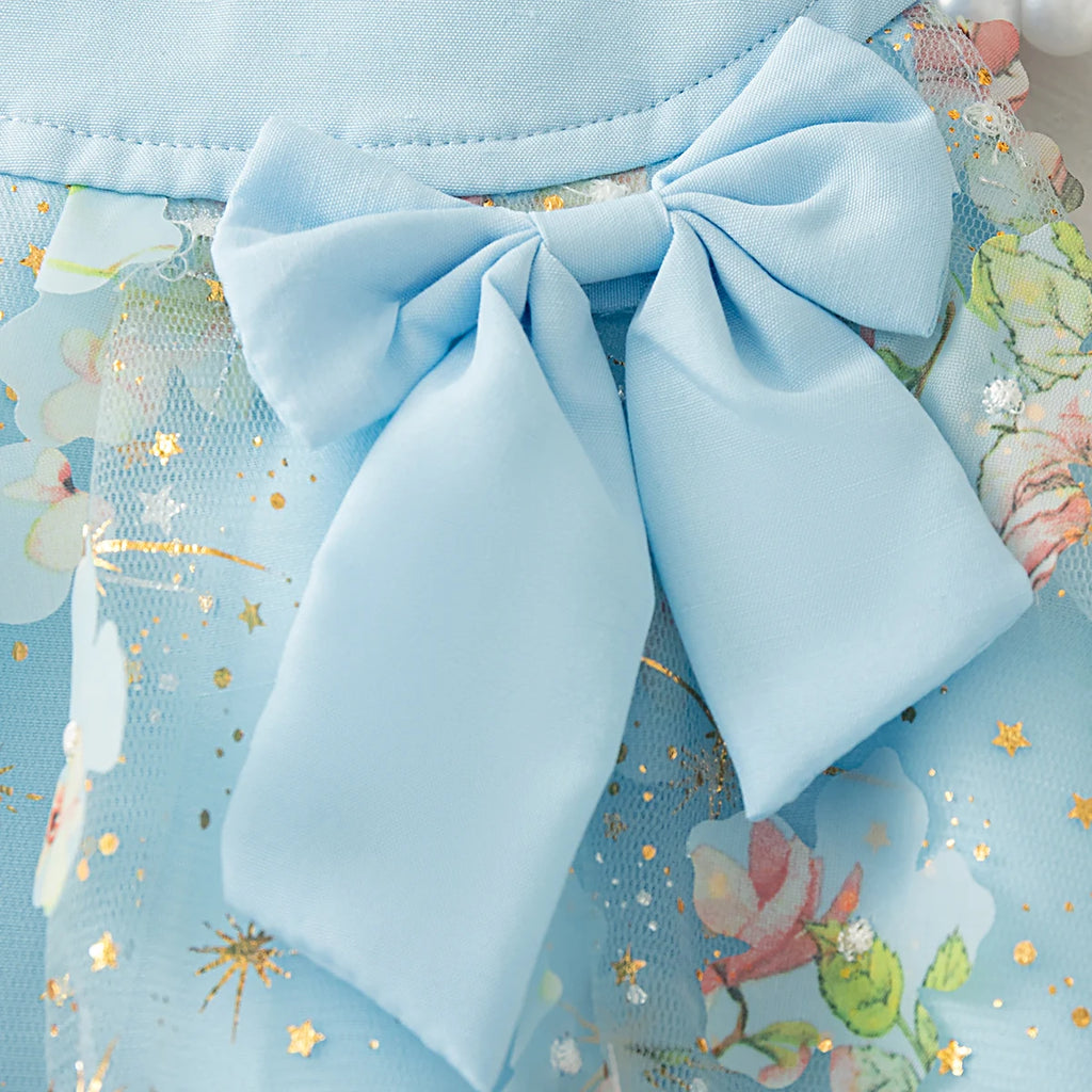 Summer New Princess Style Baby Girl Dress, Floral Chiffon Children'S Sleeveless Clothes For Birthday Parties (0-3 Years Old)