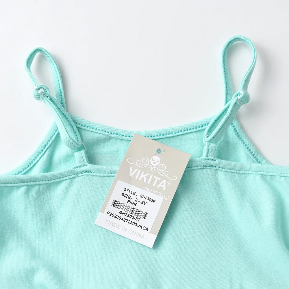 VIKITA Girls Mermaid Cartoon Print Dress Girls Sling Suspender Dresses Kids Gradient Party Casual Elegant Fashion Princess Dress