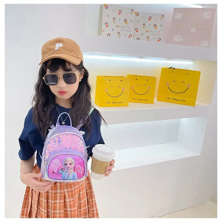 Disney Frozen Girls Backpack Elsa Princess New Girls Backpack Cartoon Cute Sequins Fashion Trend Kindergarten School Bag