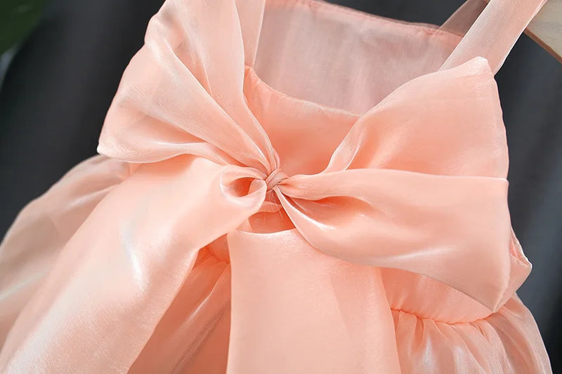 Summer New Wedding Party Baby Girl Princess Dress, Sweet Bow Children'S Clothing For 9 Months To 3 Years Old