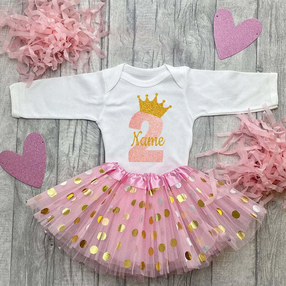 Personalized Baby Birthday Bodysuits Cake Dresses Custom Baby Girl Dress Infant Girls Sequin Tutu Skirts Clothes Birthday Gift