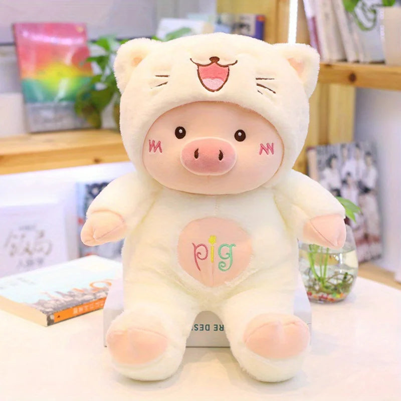 Cute Cartoon Pig Plush Toy Bear Hat Pig Doll Stuffd Animals Plushies Bed Sofa Decoration Birthday Gifts for Kids & Adults