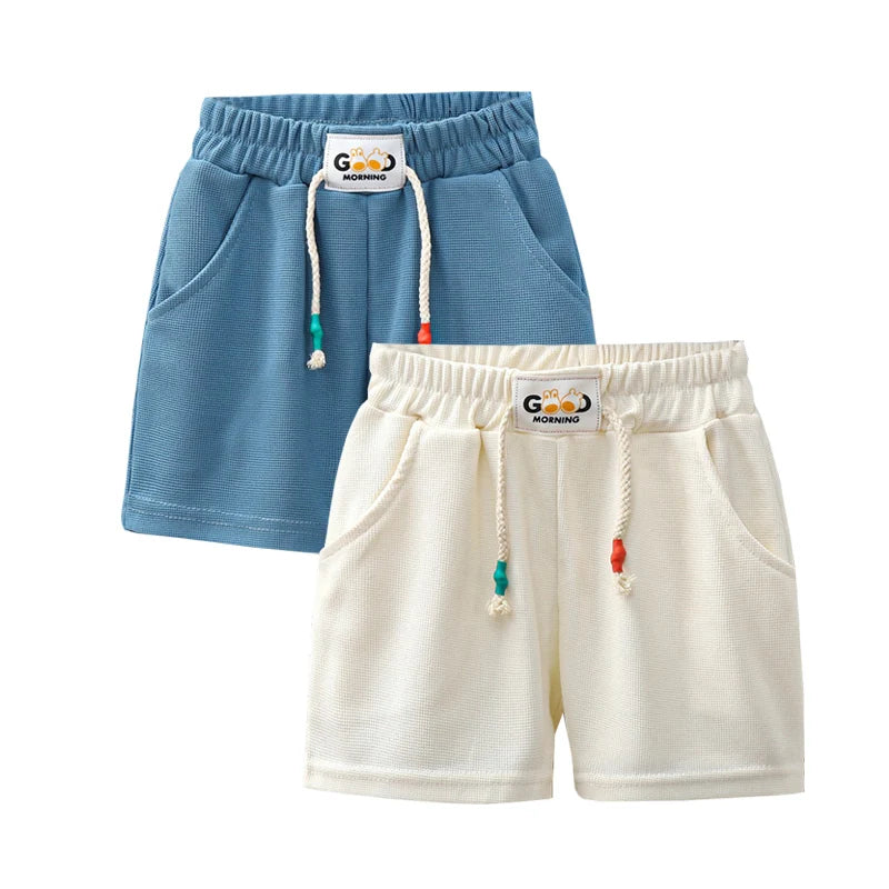 2pcs Summer Kids Shorts Boys Girls Solid Color Short Baby Solid Color Casual Pant Children Short Pant Sport Clothing Outwear