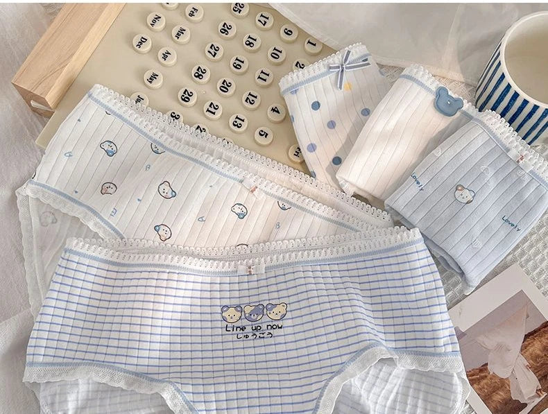 5PCS Kid Cotton Antibacterial Panties Girl Cute Cartoon Briefs 3-8Y Young Children Underwears Baby Soft Thin Breathable Knickers