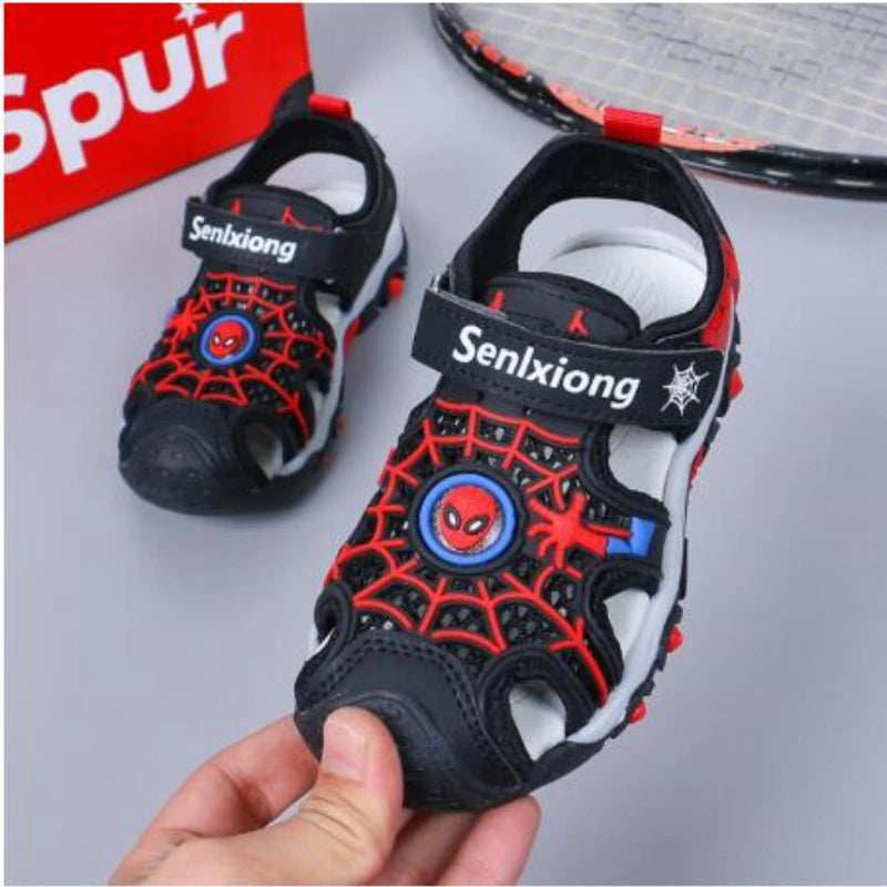 Disney Summer Cartoon Kids Sandal Toddler Boys Spiderman Sandals Orthopedic Sport Pu Leather Baby Boys Blue Red Beach Sandals