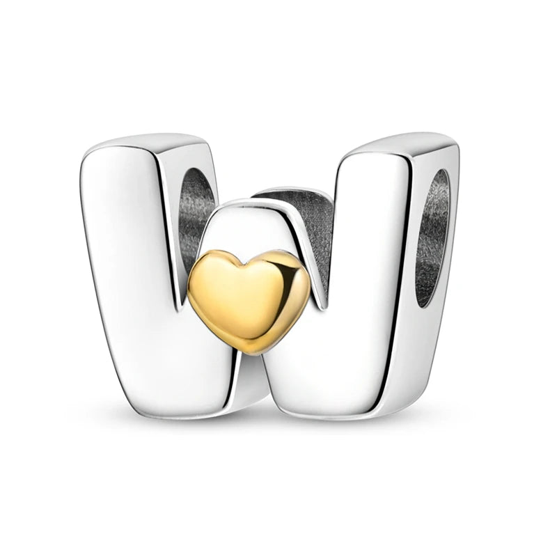 925 Sterling Silver DIY Alphabet Charms Beads LOVE Heart Letter Fit Original Bracelet Bangle Necklace Jewelry Marking Gift