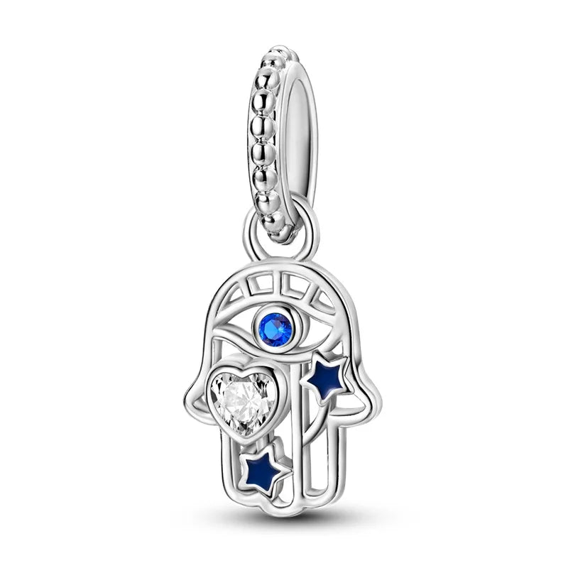 Hot Sales 925 Sterling Silver Charms Beads Devil's Eye Fatima's Hand Cross Beads Fit Original Bracelet Women DIY Jewelry Gifts