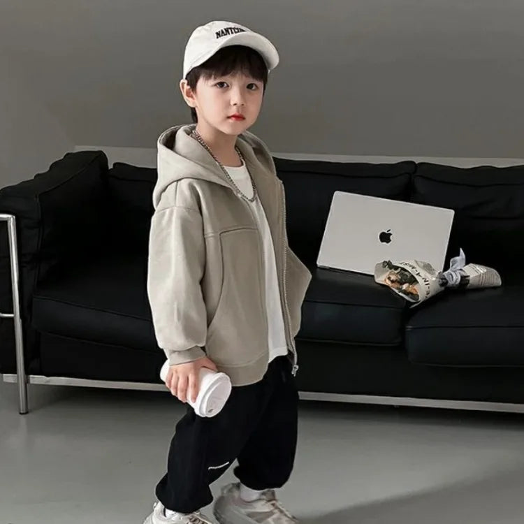 2025 New Boys' Toddler Autumn Spring Stylish Fashionable Hooded Hoodie Jacket - Cute Baby Kids Outerwear Top