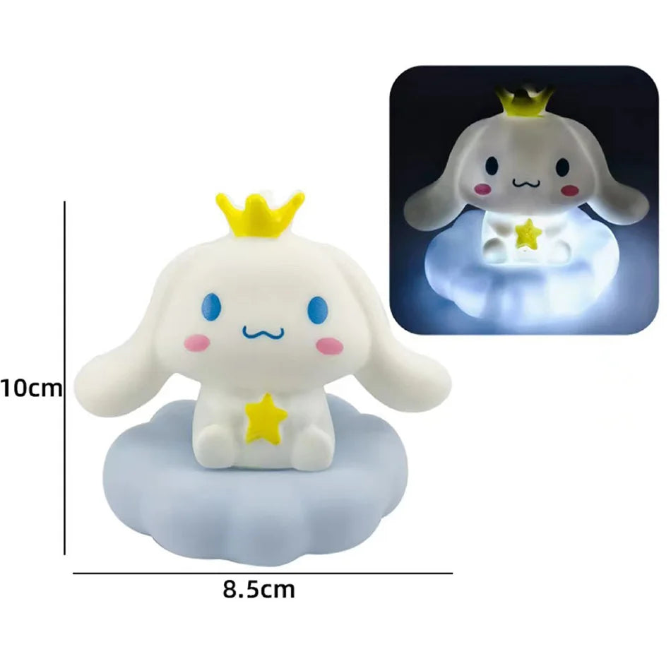 New Kawaii Sanrios Night Light Enamel Cloud Cartoon Kuromi Cinnamoroll Pochacco Small Table Light Illuminating Decoration