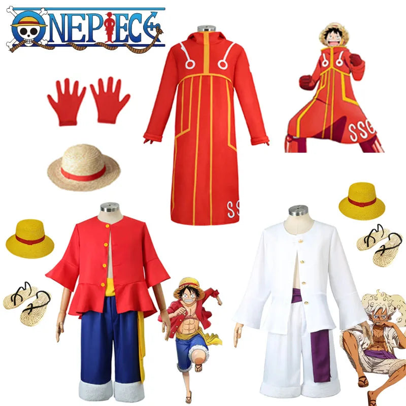 5 Styles Anime Monkey D Luffy Cosplay Costume Egghead Costume for Adult Coat Hat Fancy Uniform Halloween Christmas Suit
