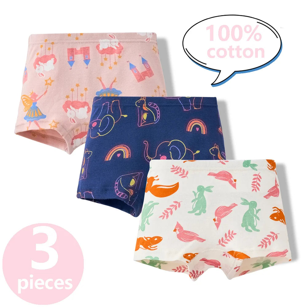 3/6 Pcs Children's Girls Panties Sets 100% Cotton Pretty Cartoon Unicorn Print Underwear For Girl Infant Undies Boxer Breathable