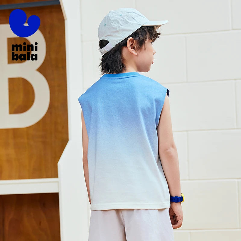 Mini Bala Boys Tank Top Summer New Cotton Tie-Dye Breathable Soft Skin-Friendly Base Layer for Kids