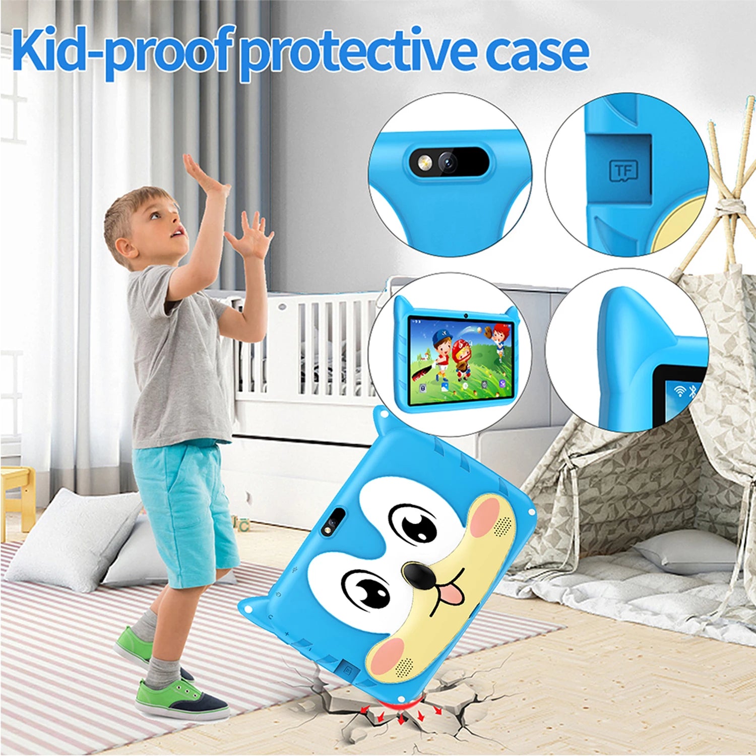 BDF Hot-selling Android 7 Inch Kids Tablet Quad Core 4GB RAM 64GB ROM Android 13 Google Learning Education Games Tablets 4000mAh