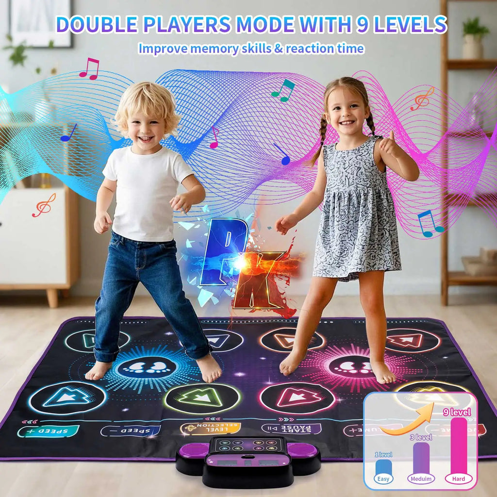 Kids Electronic Dance Mat Dancing Blanket Double Players Mode with 9 Levels Kid Floor Music Blanket Educational Toys Kids Gifts
