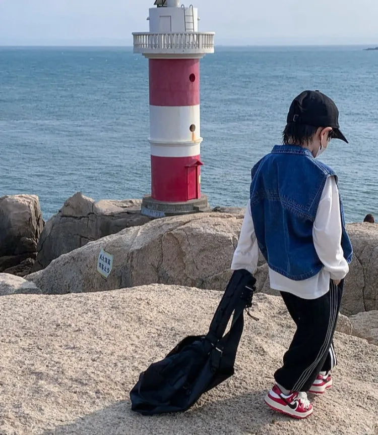 2025 New Boys Denim Vest Sleeveless Toddler Boys Spring Autumn Stylish Kids Jacket