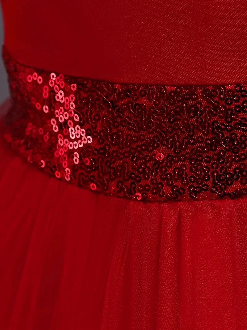 Girls Princess Dress Sleeveless Sequin Mesh Tutu Dress Performance Dress Wedding Flower Girls Dress For Evening Birthday #2038