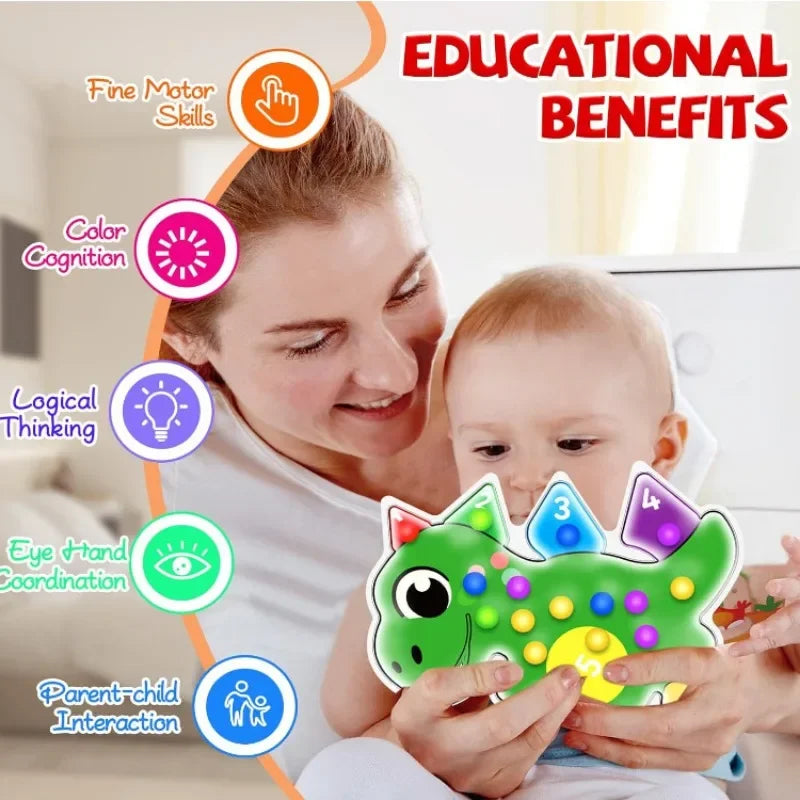 Dinosaur Montessori Sensory Toys for Toddlers Color Sorting Squeeze Fidget Toys Fine Motor Skills Game Easter Gifts for Kids