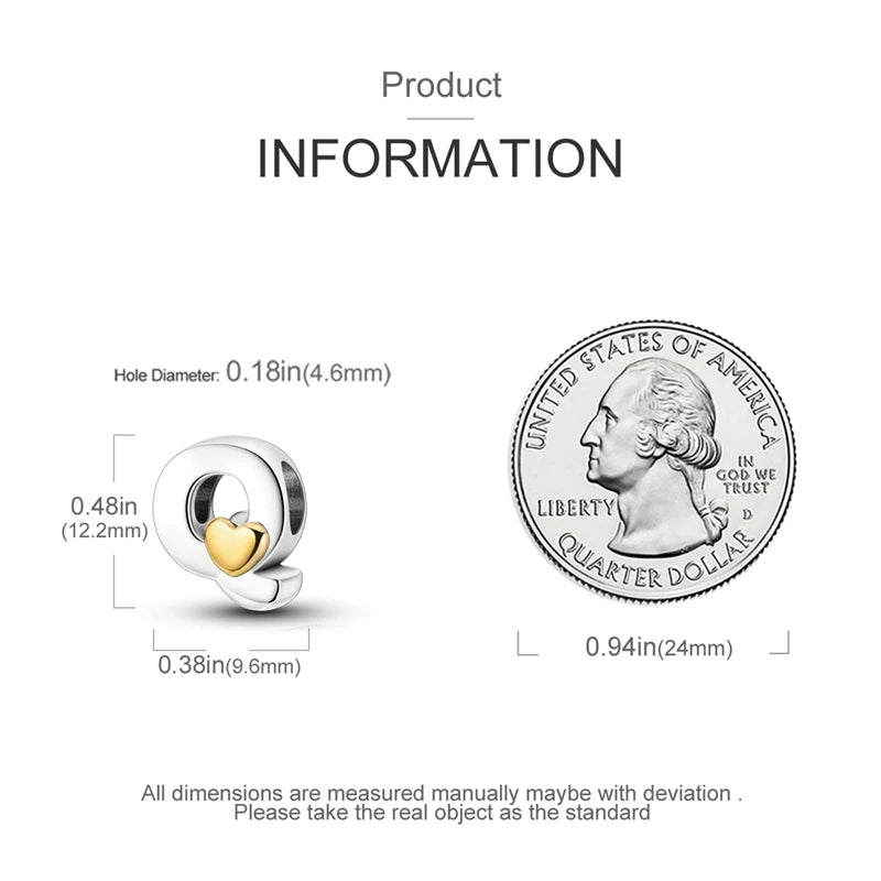 925 Sterling Silver DIY Alphabet Charms Beads LOVE Heart Letter Fit Original Bracelet Bangle Necklace Jewelry Marking Gift