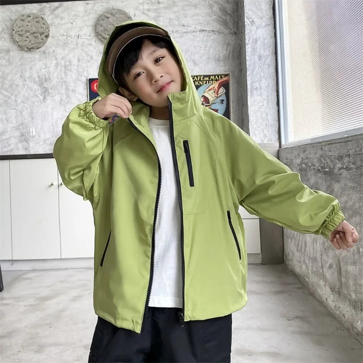 2025 New Kids Outdoor Jacket Unisex Sporty Design Spring Autumn Wear Trendy Waterproof Windproof Jacket for Boys Girls Ages 8-14