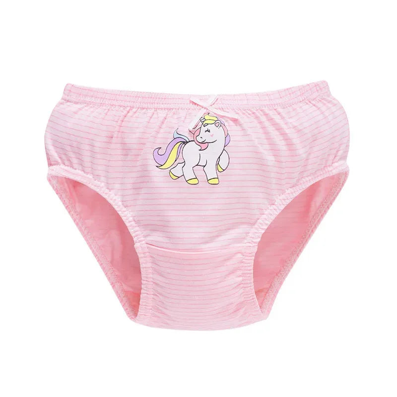 5Pcs / Set Girls Underwear Cotton Cute Unicorn Pattern Little Girls Panties Breathable Comfort Kids Hipster Briefs