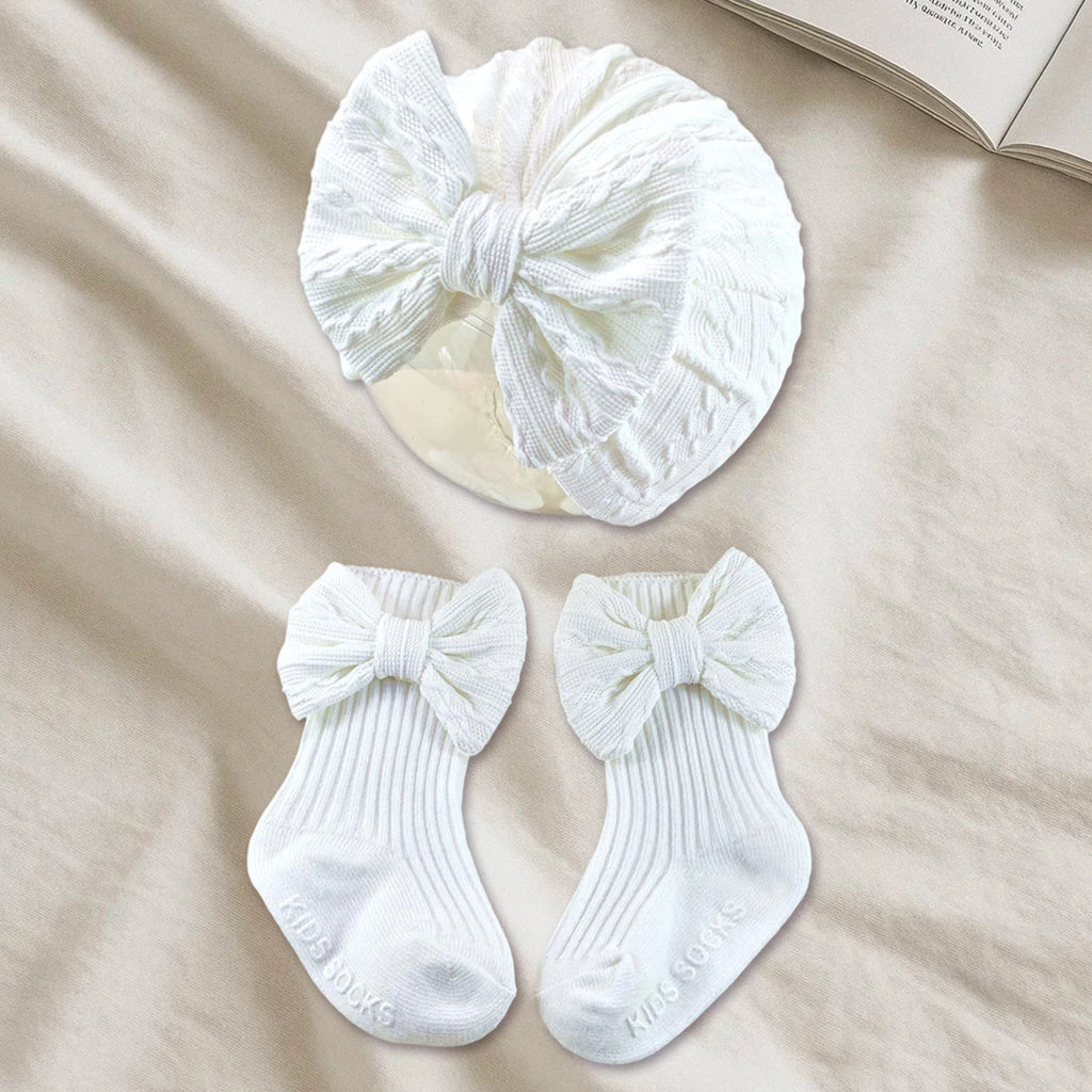 Adorable Baby Boy Knit Hat and Booties Set Newborn Soft Beanie Cap with Pom Pom and Matching Socks for Infants