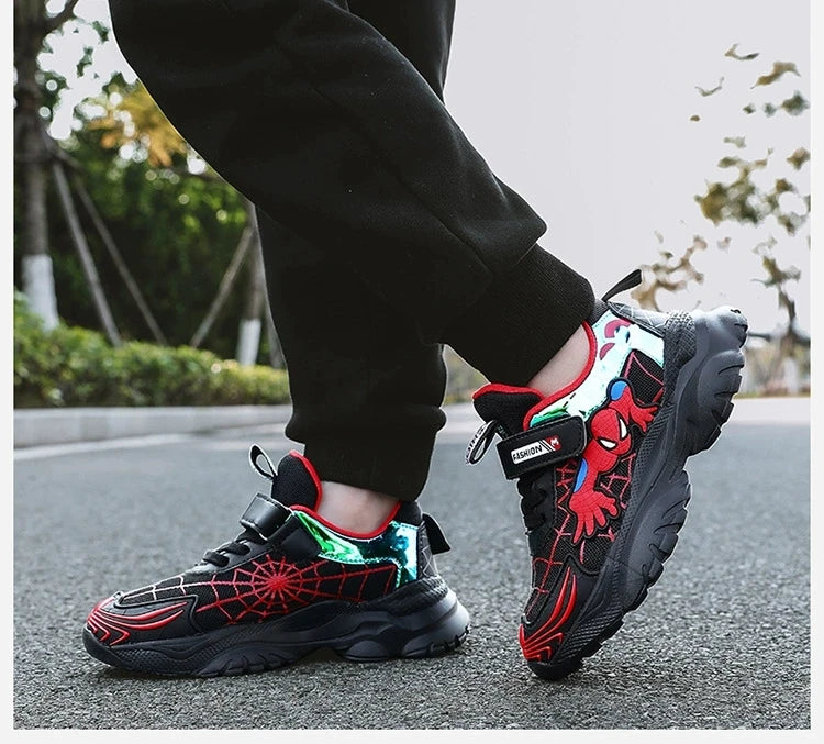 Disney Kids Sneakers Boys Tennis Shoes Comfortable Mesh Shoes Lightweight Outdoor Children's Sports Walking Black Blue Shoes