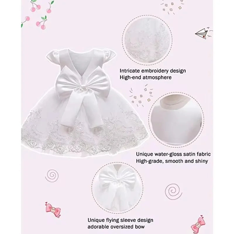Toddler Girl Princess Dress Elegant Party Dresses For Girls Baby Lace Wedding Dress Baptismal Costume Backless Children Dresses