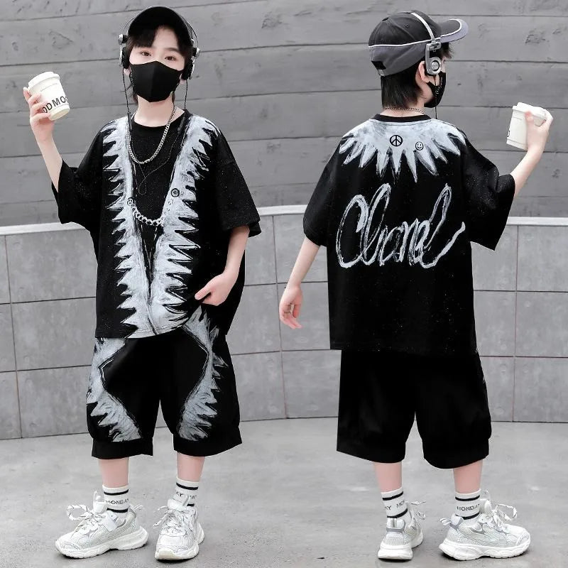 Loose and Casual Children's Clothing Home Boys Kids Set Shorts Top Bottom Clothes Baby Summer Outfit Rash Guard Sweatshirt Wear