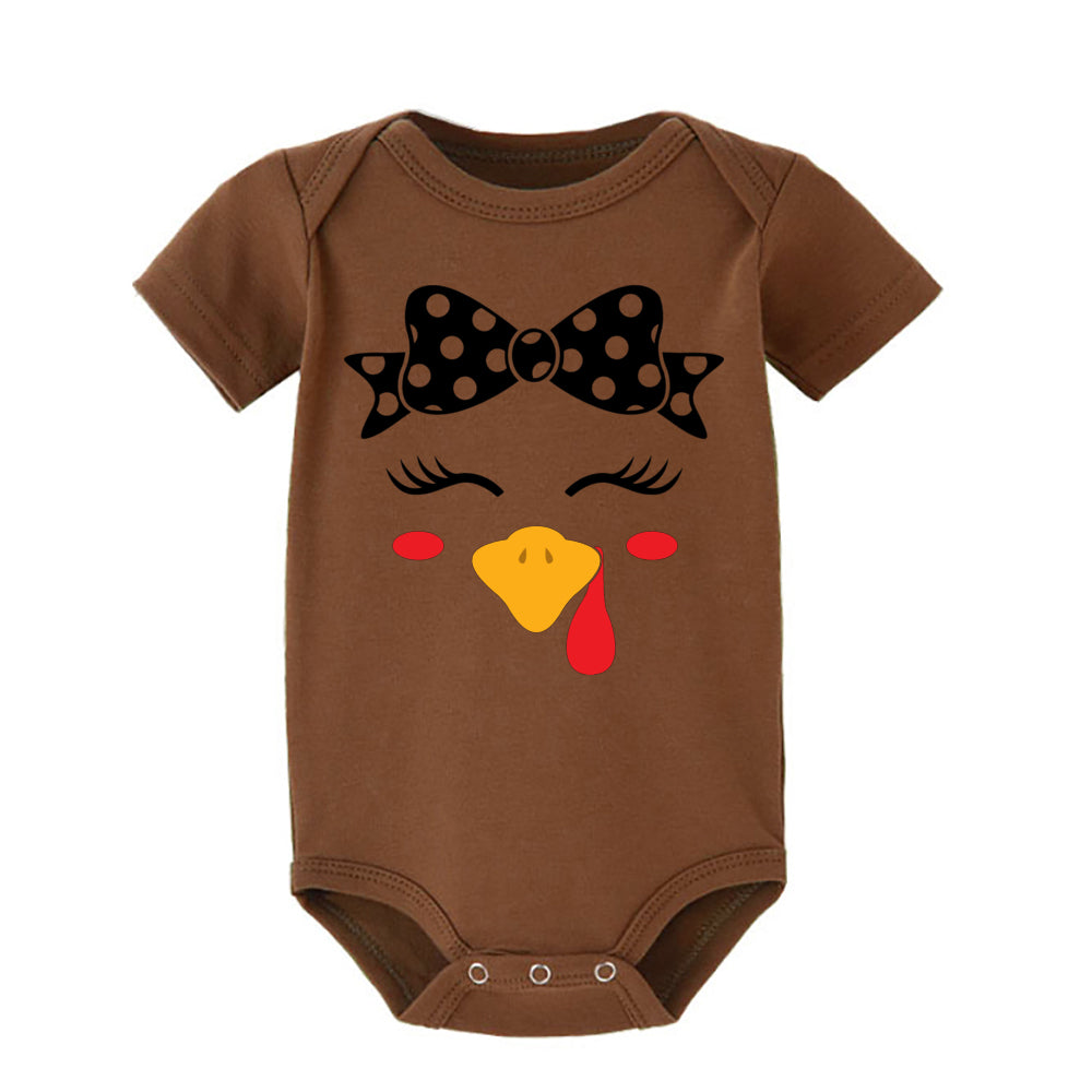 Thanksgiving Turkey Face Baby Bodysuit Boys Girls Cute Clothes Toddler Romper Baby Short Sleeve Jumpsuit Thanksgiving Outfits