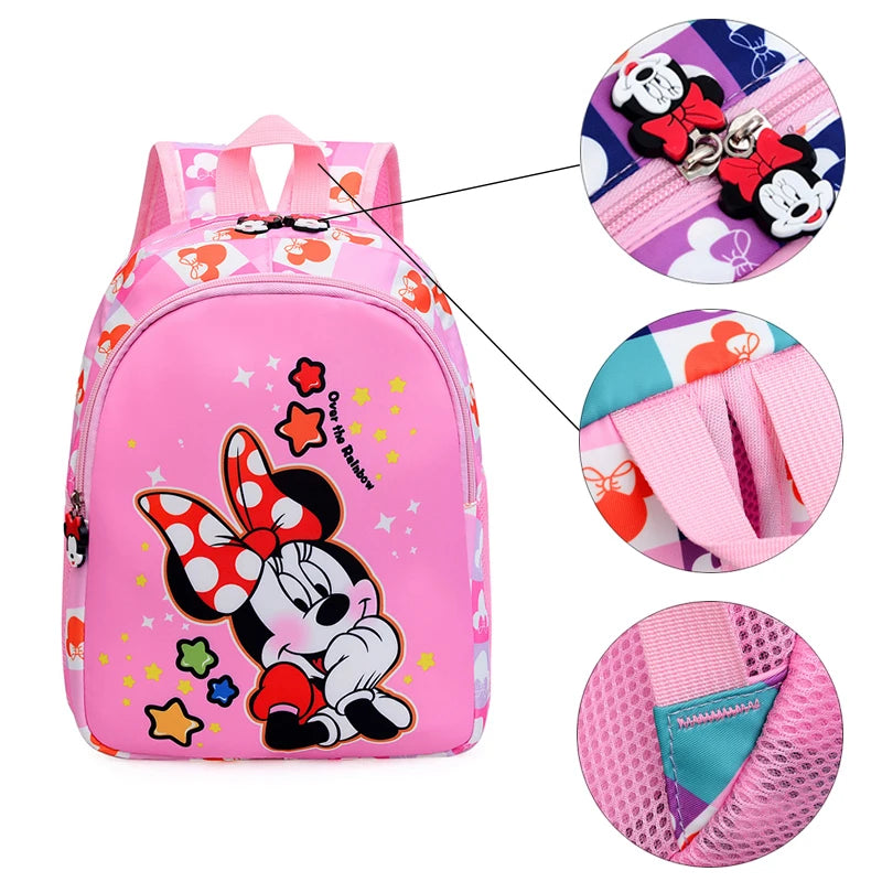 Minnie Print Backpack Large Capacity Lightweight Children's Schoolbag Casual Nylon Cute Knapsack