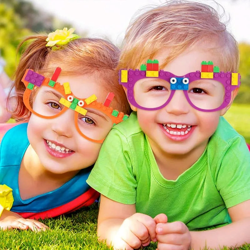 DIY Building Bricks Glasses Building Blocks Games for Kids Creative Building Block Birthday Party Favors, Carnival Party Games