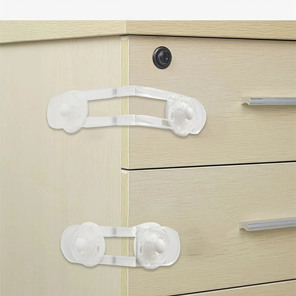Baby Locks Child Safety Cabinet Proofing - Safe Quick and Easy 3M Adhesive Cabinet Drawer Door Latches No Screws & Magnets