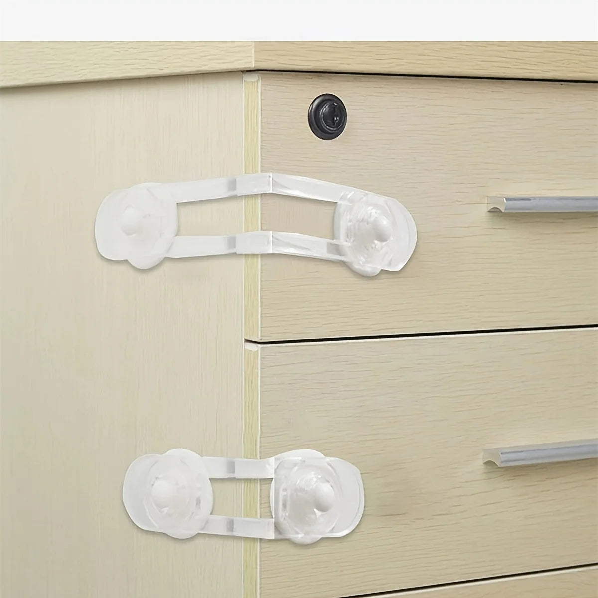 Baby Locks Child Safety Cabinet Proofing - Safe Quick and Easy 3M Adhesive Cabinet Drawer Door Latches No Screws & Magnets