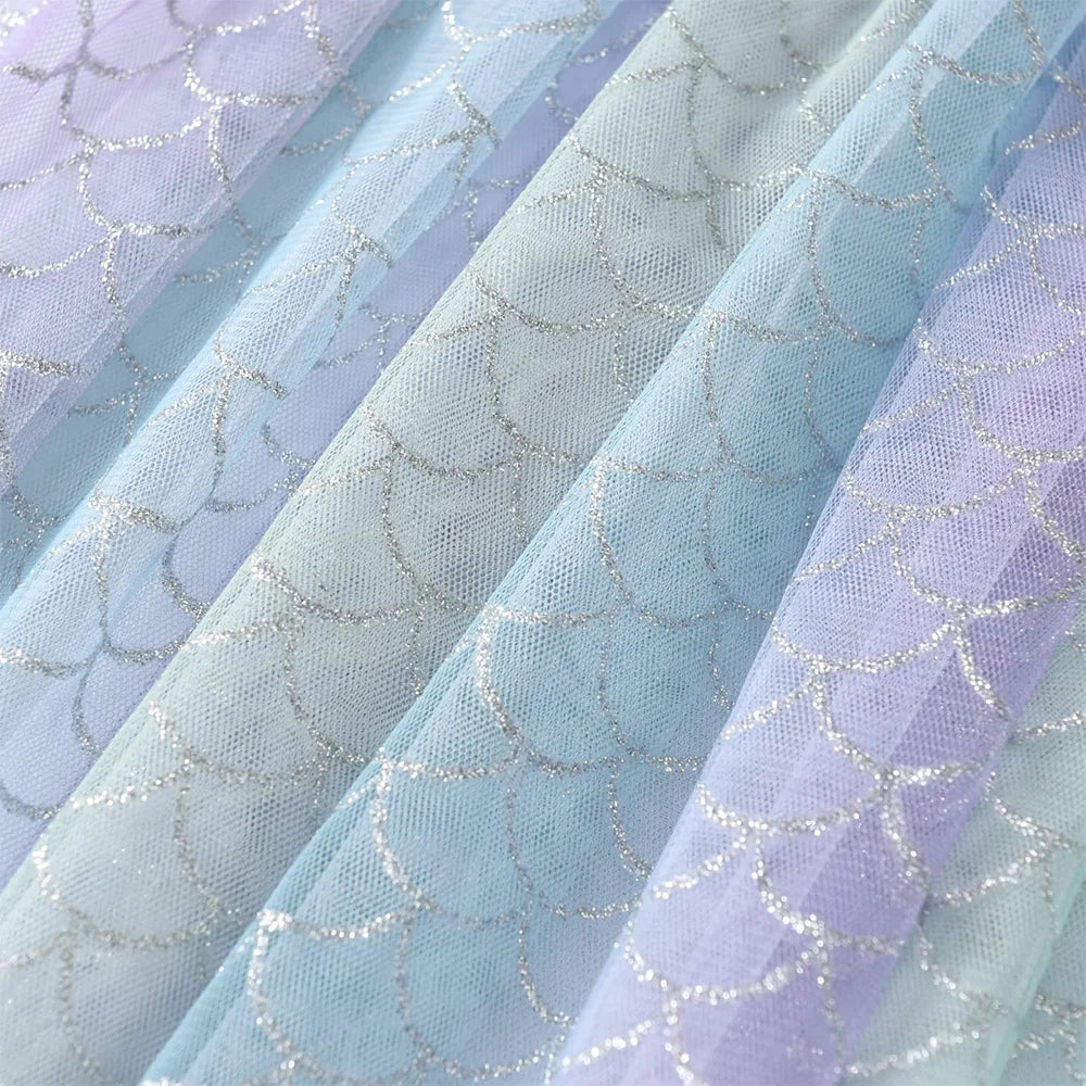 VIKITA Girls Mermaid Dress Children Princess Tutu Dress Toddlers Summer Sleeveless Dress Kids Birthday Party Casual Prom Gown