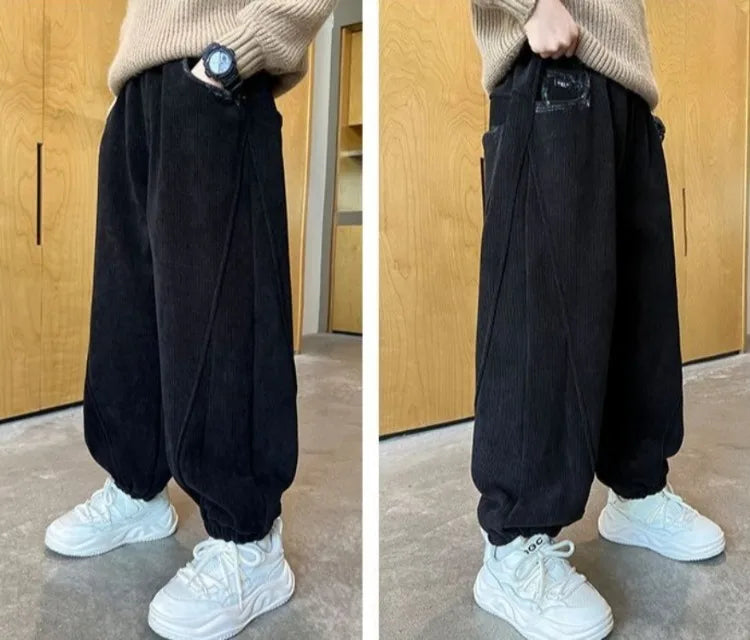 2025 New Boys' Corduroy Pants Spring Autumn Toddler Boy Sports Casual Pants