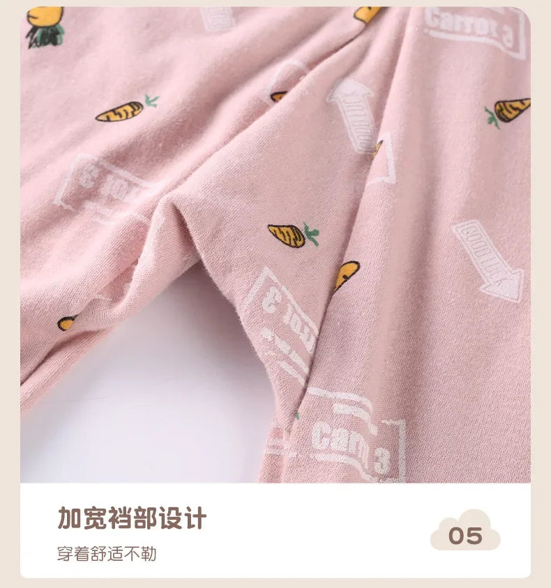 Children's Autumn Clothes and Pants Set for Boys and Girls Pure Cotton Thermal Underwear Pure Cotton Cotton Sweater Baby Pajamas